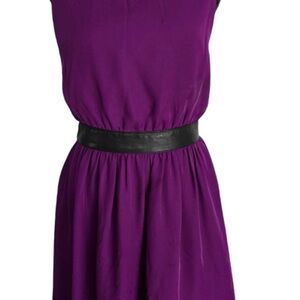 Alice + Olivia Purple Midi Dress with Black Belt